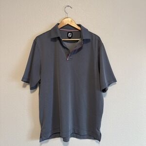FootJoy Polo Shirt Men's Large Blue Performance Golf Short Sleeve Stretch